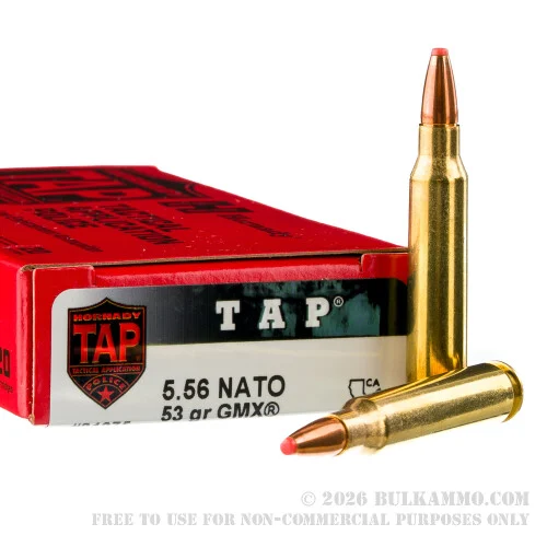 20 Rounds of 5.56x45 Ammo by Hornady TAP Patrol - 53gr CX