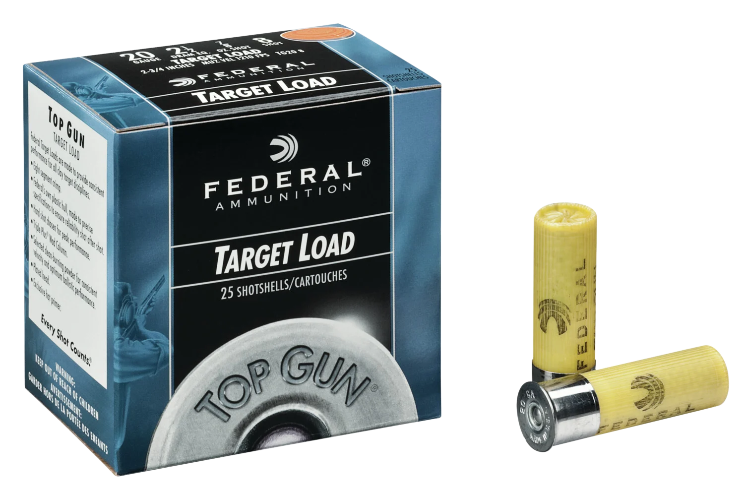 Federal TG208 Top Gun 20 Gauge 2.75" 7/8 oz 8 Shot Shotgun Ammo - 25 Rounds - 116431