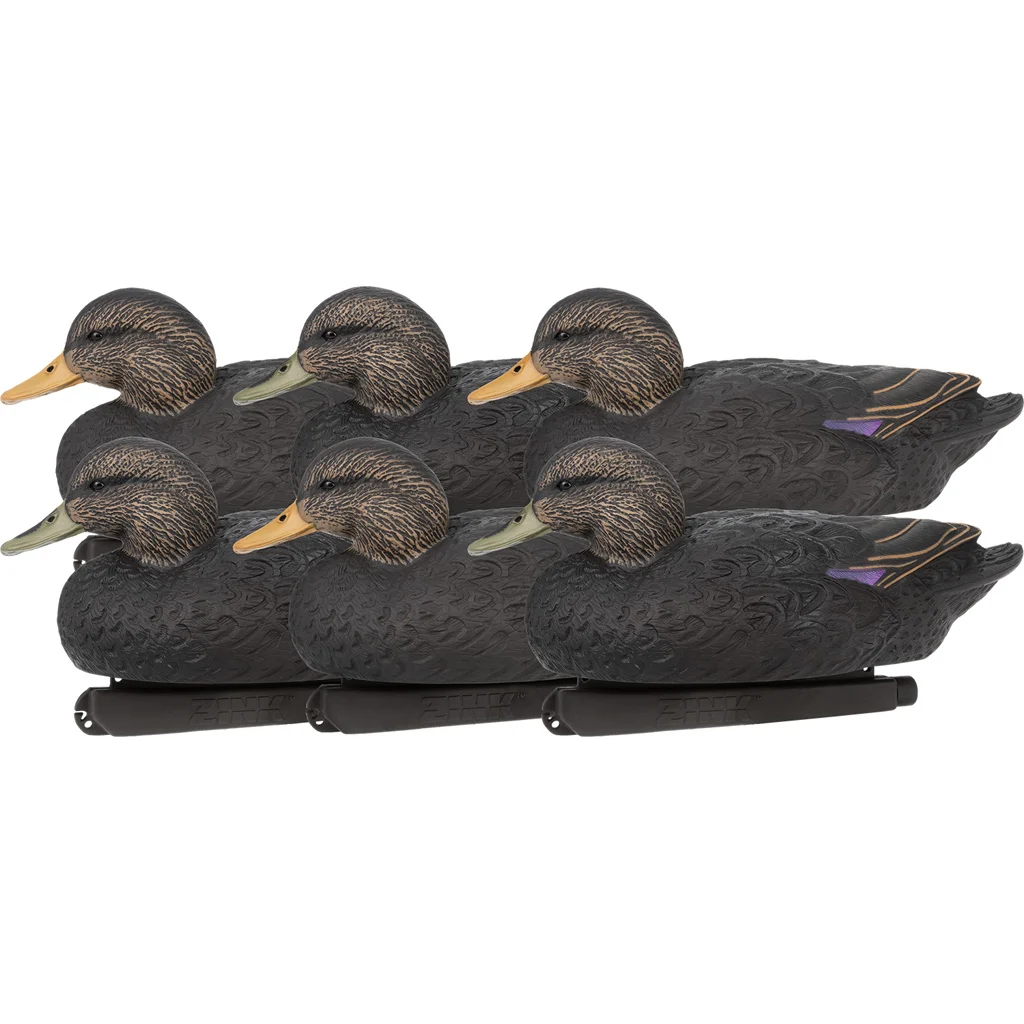 Zink Floater Duck Decoys Black Duck 6 Pack