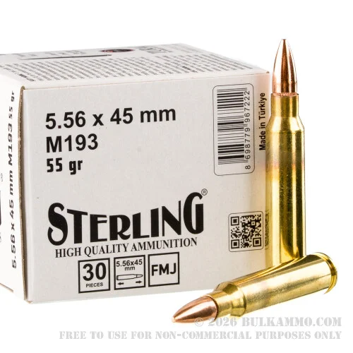 1500 Rounds of 5.56x45 Ammo by Sterling - 55gr FMJ