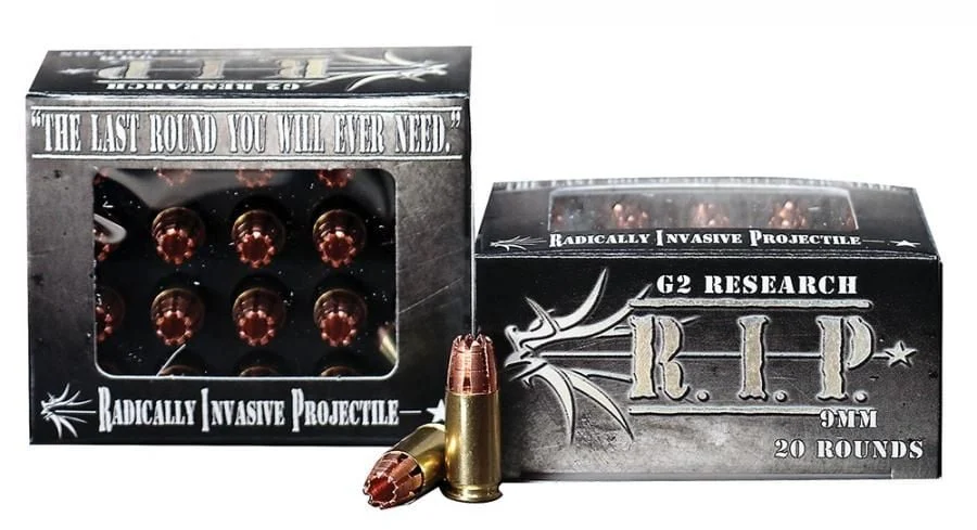 G2 Research RIP 9MM 92 Grain Lead Free Copper California Certified Nonlead Ammunition Handgun Ammo - 20 Rounds - 95450