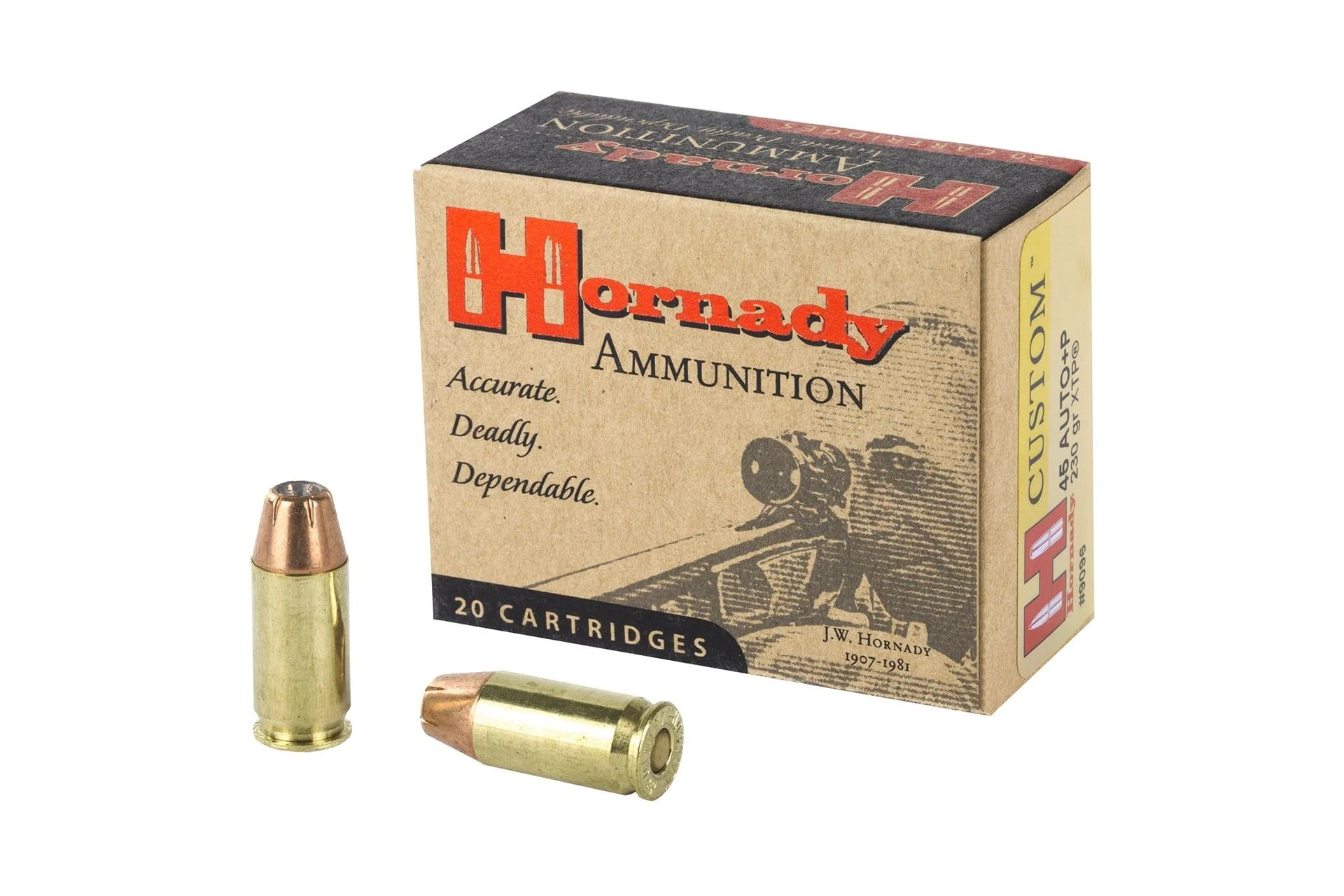 Hornady 9096 Custom 45 ACP +P 230 GR XTP Jacket Hollow Point Handgun Ammo - 20 Rounds - 9096