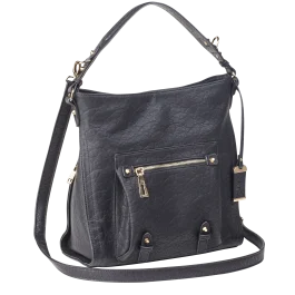Bulldog Hobo Purse Black Leather Shoulder Handgun Purse Case BDP053