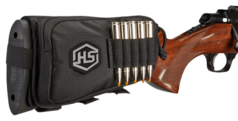 Hunters Specialties 01620 Buttstock Shell Holder With Pouch Holds 5 Cartridges Black Polyester - 155350