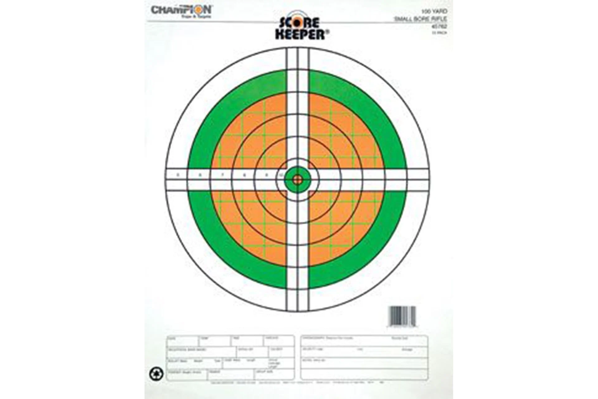 Champion Targets 45762 Score Keeper Sight-In Bullseye Paper Hanging 100 yds Small Bore Rifle Fluorescent Green & Orange/White 12 PK - 147346