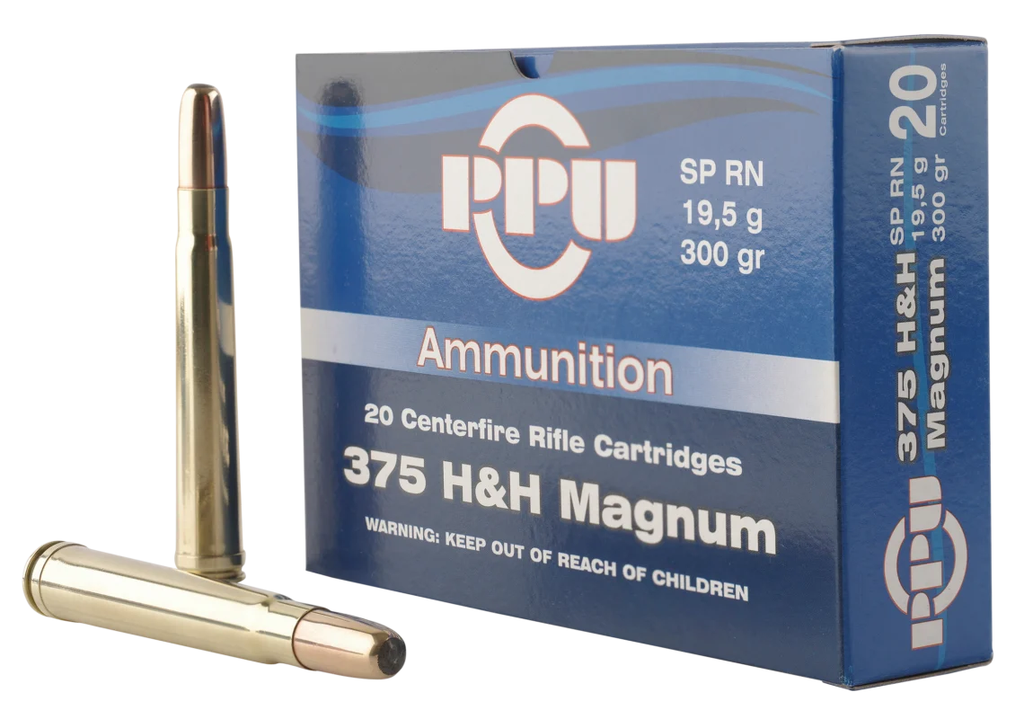 PPU PP375S Standard Rifle 375 H&H Mag 300 gr 2530 fps Soft Point Round Nose (SPRN) Rifle Ammo - 10 Rounds - 151156