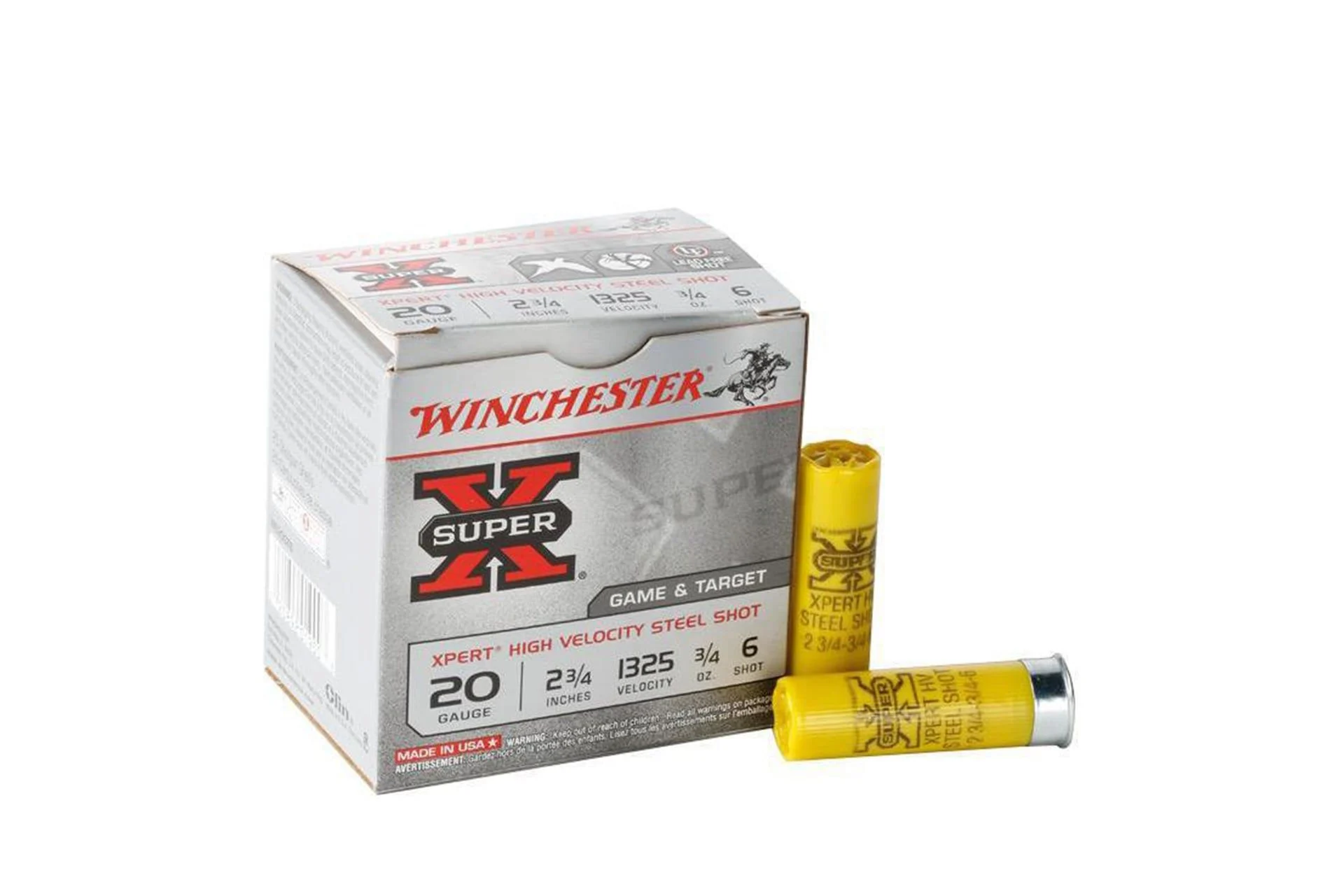 Winchester 20 Gauge Super-X Steel Lead Free WE20GT7 2-3/4" #7 Shot Shotgun Ammunition Shotgun Ammo - 25 Rounds - WE20GT7
