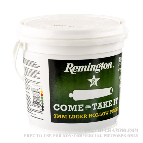 1000 Rounds of 9mm Ammo by Remington UMC - 115gr JHP
