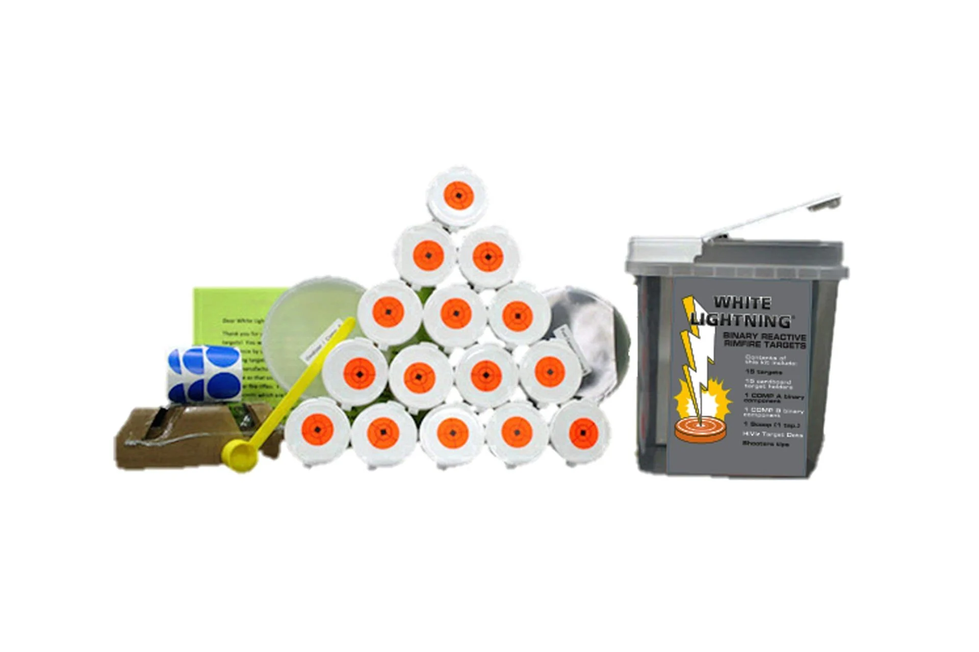 Tannerite White Lightning Rimfire Target Kit(15 Targets and holders) - WLK