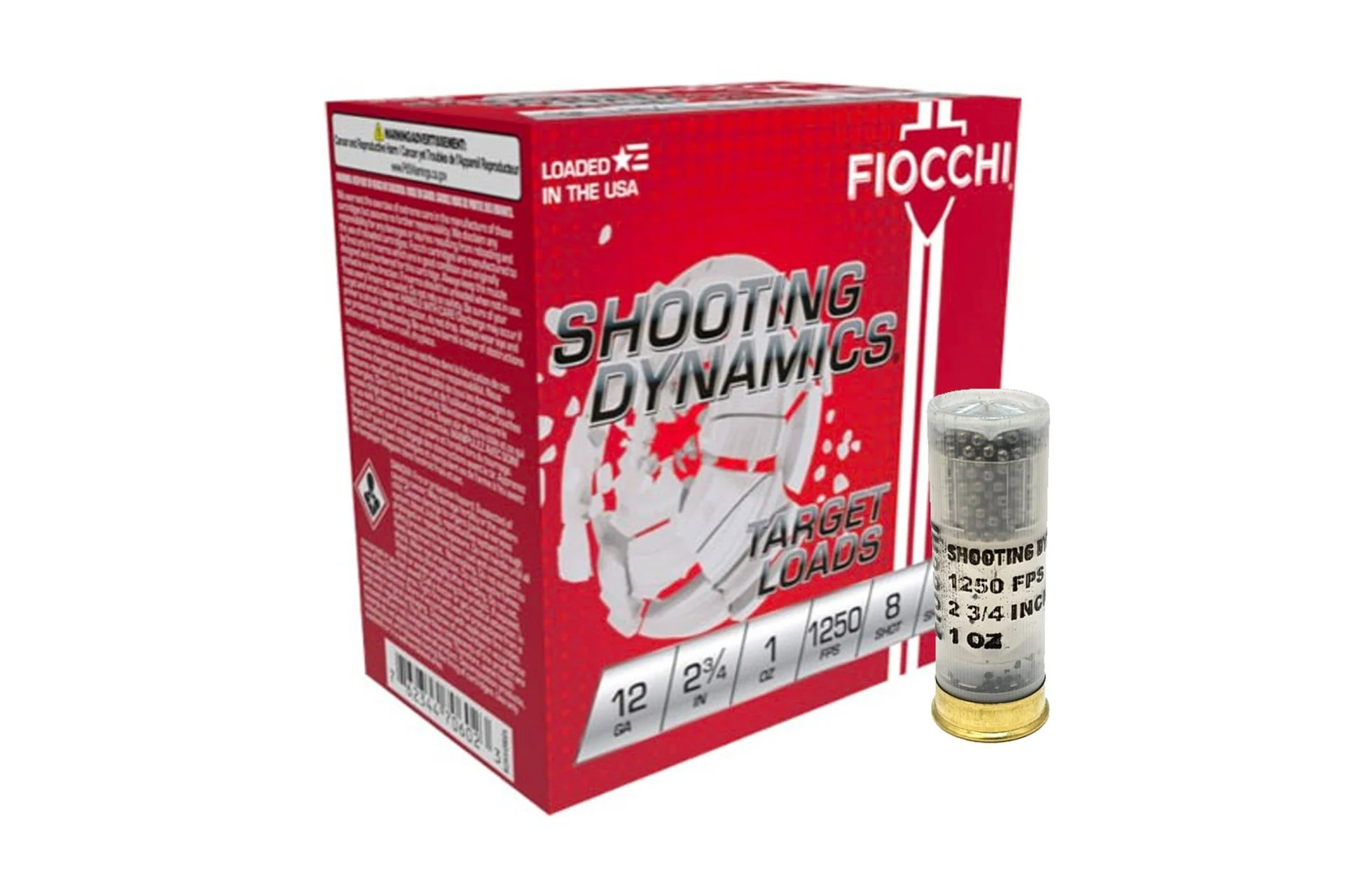 Fiocchi 12 Gauge Ammunition Target Loads 12SD1X8 2-3/4 8 Shot Shotgun Ammo - 25 Rounds - 12SD1X8