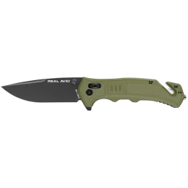 Real Avid RAV4 3.25 Drop Point Knife with OD Green Handle