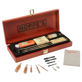 Hoppes Deluxe Cleaning Kit Multi-Caliber Wood Box