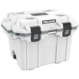 Pelican Elite Cooler 30QT White Gray with Secure Latch