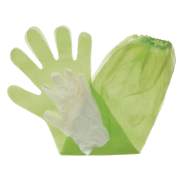 HME Green Shoulder Length and Form Fitting Gloves with Towelette