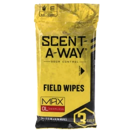 Hunters Specialties ScentAWay Max Field Wipes Odor Eliminator 24 Pkg
