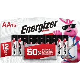 Energizer Max AA Alkaline 1.5 Volt Batteries, 16 Pack