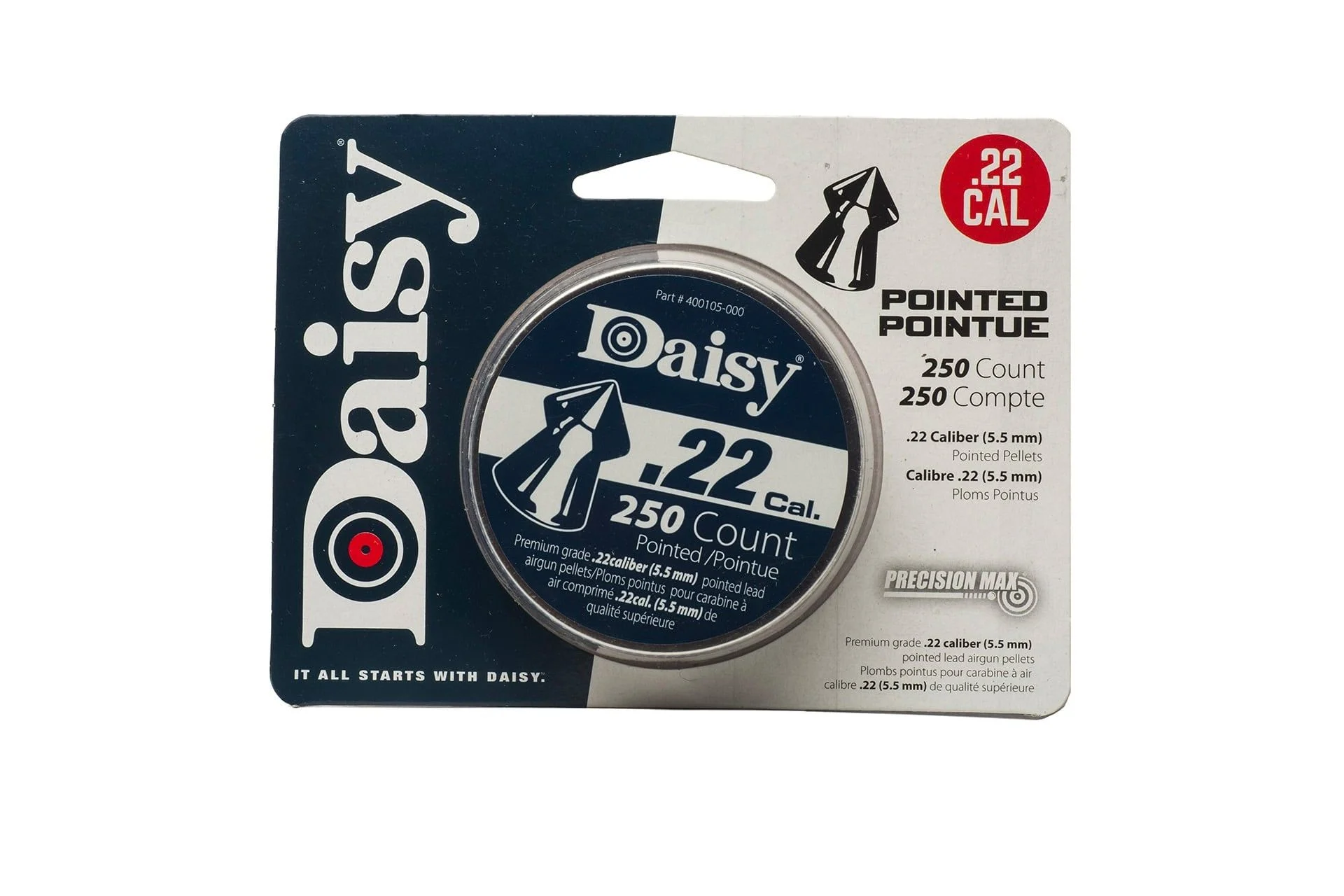Daisy .22 Cal. PrecisionMax Pointed Field Pellet - 250 count Tin - 997922-512