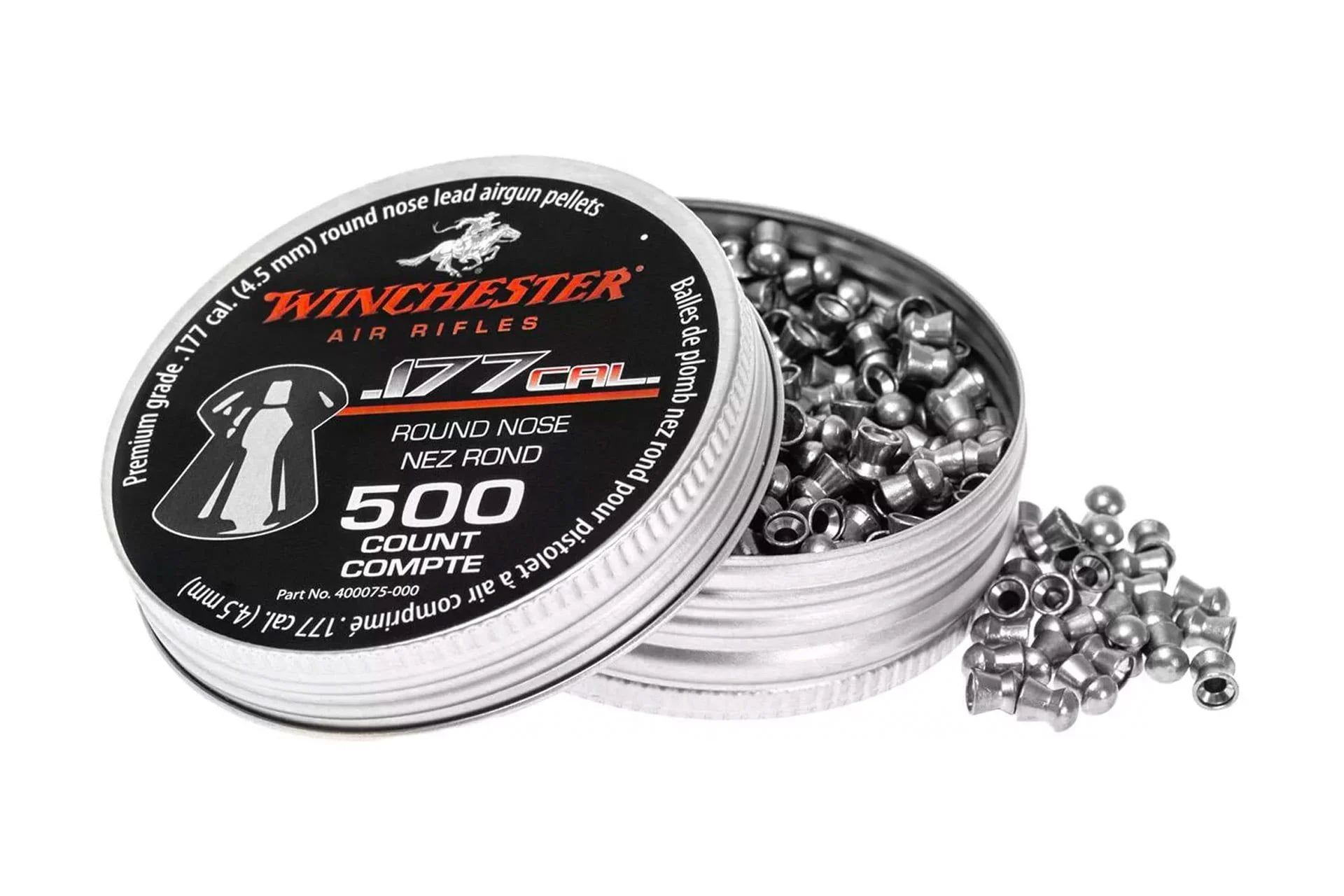Winchester Airguns .177 Cal. Round Nose Pellets - 500 count Tin - 987419-406