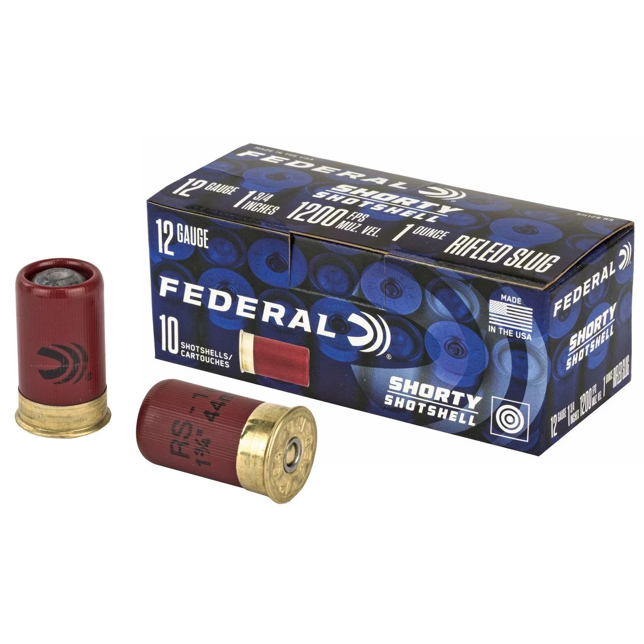 Federal SH129RS Shorty 12 Gauge 1.75" 1 oz Rifled Slug Shot Shotgun Ammo - 10 Rounds - SH129R
