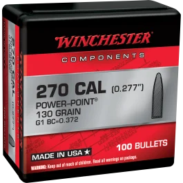 Winchester .270 Cal 130 gr Power Point Projectiles 100ct