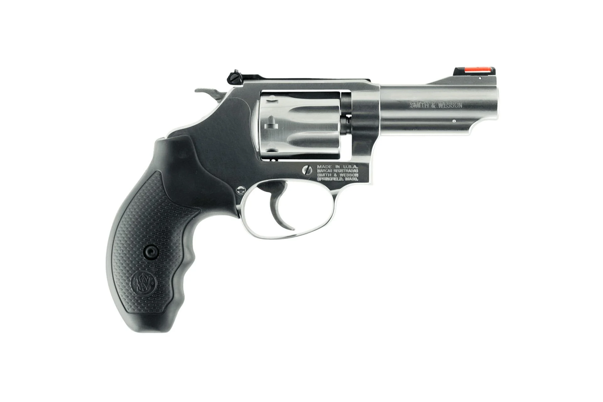 Smith & Wesson 162634 Model 63 22 LR 8 Shot 3" Stainless Steel Barrel, Satin Stainless Steel J-Frame, Hi-Viz Fiber Optic Red Front/Adjustable Rear Sight - 162634