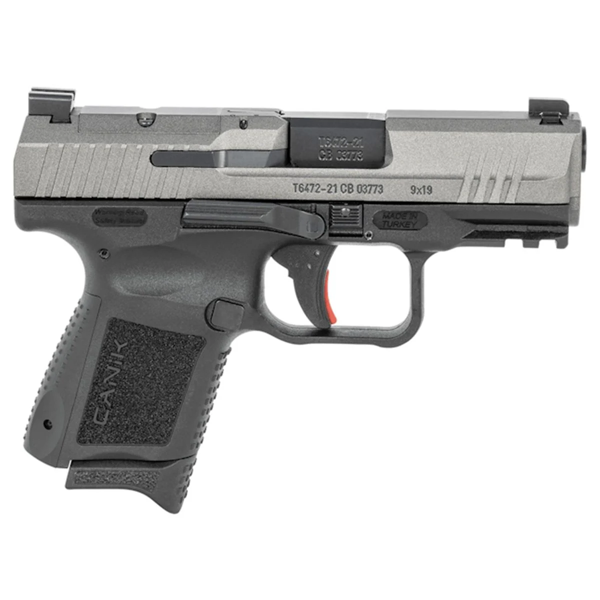 Canik TP9 Elite Sub-Compact 3.6" 9mm Luger 15+1/12+1, Tungsten Gray Slide, Black Poly Frame w/Picatinny Rail - HG6597TN