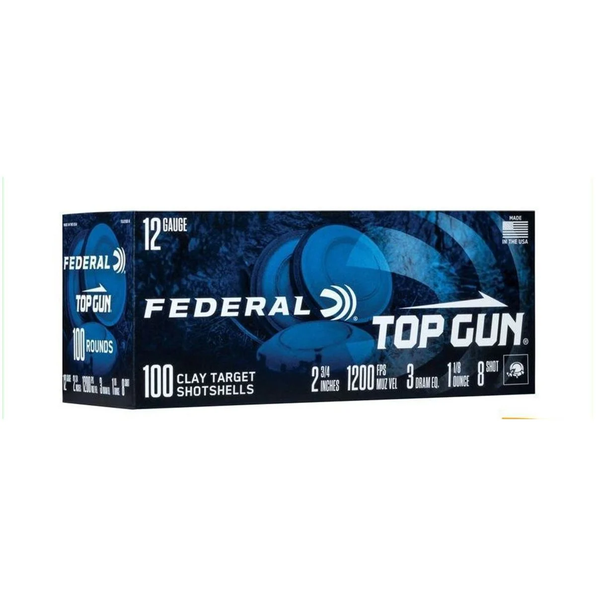 Federal TG121008 Top Gun 12 Gauge 2.75" 1 1/8 oz 8 Shot Shotgun Ammo - 100 Rounds - TG121008