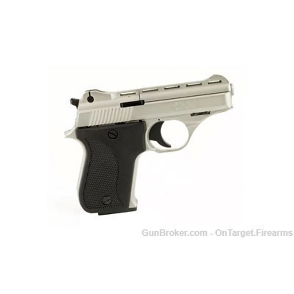 Phoenix, HP25A, Single Action Only, Semi-automatic, Metal Frame Pistol, Compact, 3" 25 ACP, Alloy, Nickel Finish, Silver, Plastic Grips, Fixed Sights, 9 Rd - HP25ANB
