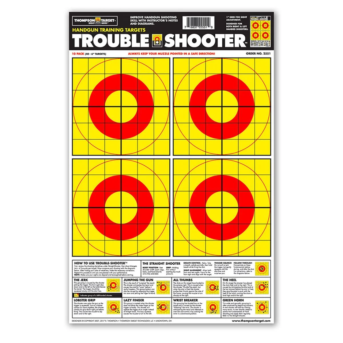 Thompson Trouble-Shooter Handgun Diagnostic 12.5"x19" Paper Shooting Targets - 10 Pack - 2551-10