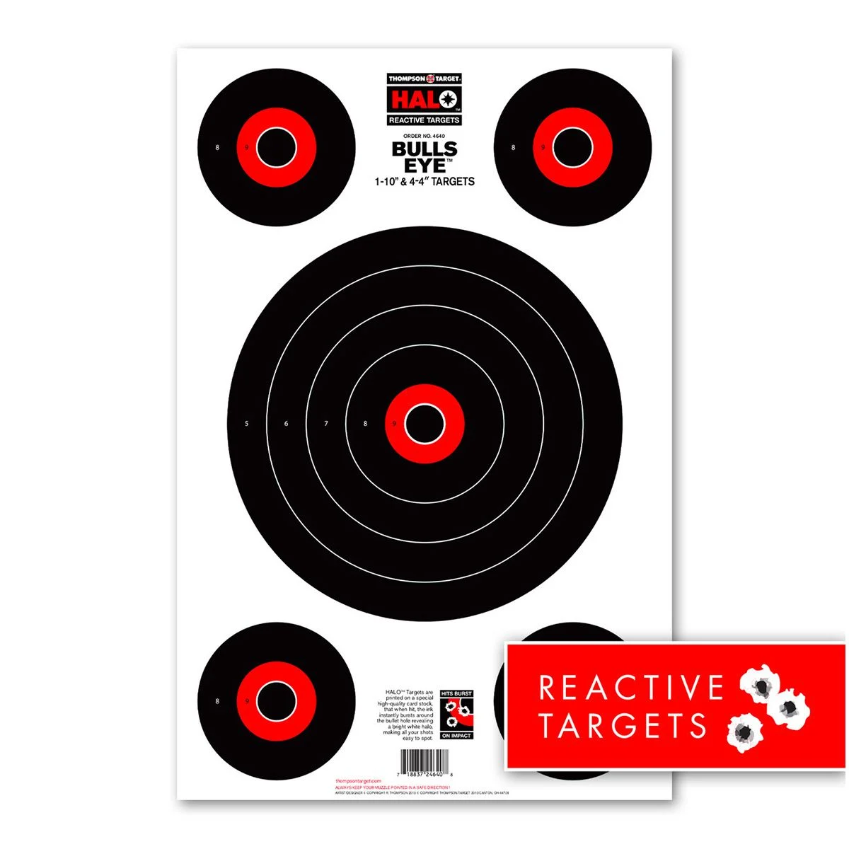 Thompson HALO Bullseye 10" & 4" Targets - Reactive Splatter 12.5"x19" - 5 Pack - 4640-5