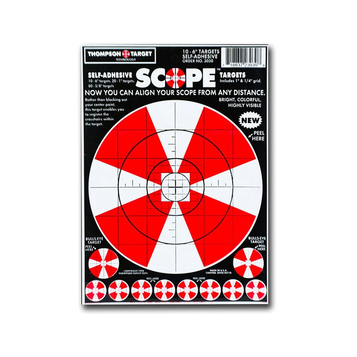 Thompson Scope Alignment 6"x9" Adhesive Peel & Stick Targets - 10 Pack - 3030-10