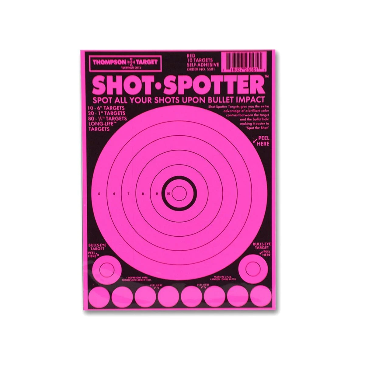 Thompson Shot Spotter Pink - Adhesive Shooting Targets - 6.5"x9" - 10 Pack - 5501-10