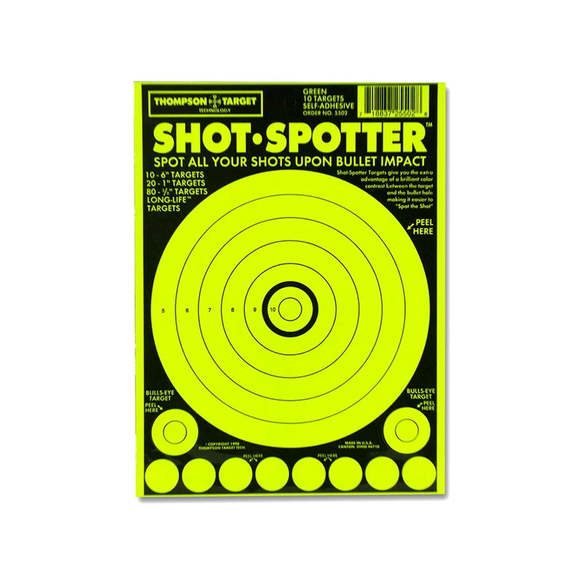 Thompson Shot Spotter Green - Adhesive Shooting Targets - 6.5"x9" - 10 Pack - 5502-10