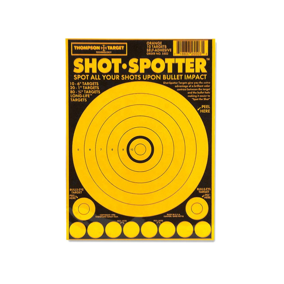 Thompson Shot Spotter Yellow - Adhesive Shooting Targets - 6.5"x9" - 10 Pack - 5503-10