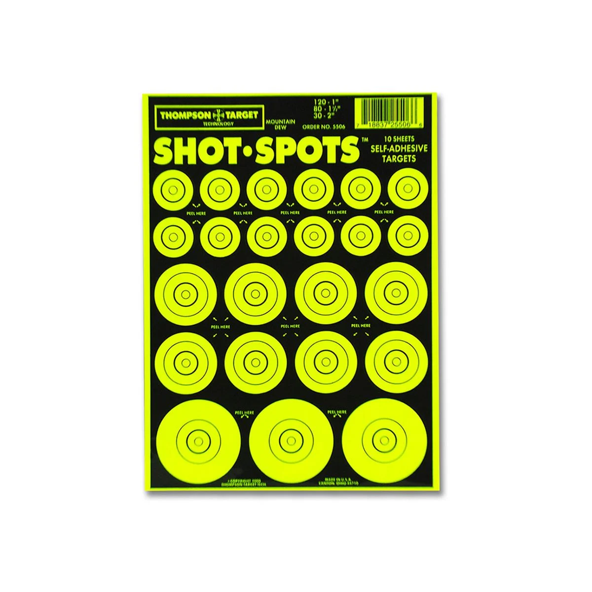 Thompson Shot Spots Green 6.5"x9" Adhesive Target Paster Bullseyes - 10 Pack - 5506-10