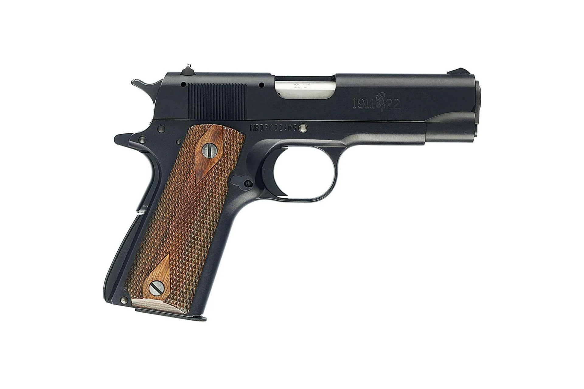 Browning 1911-22A1 Semi-automatic Metal Frame Pistol Compact 22LR 3.63" Barrel Aluminum Matte Finish Black Wood Grips 10 Rounds 1 Magazine - 51803490
