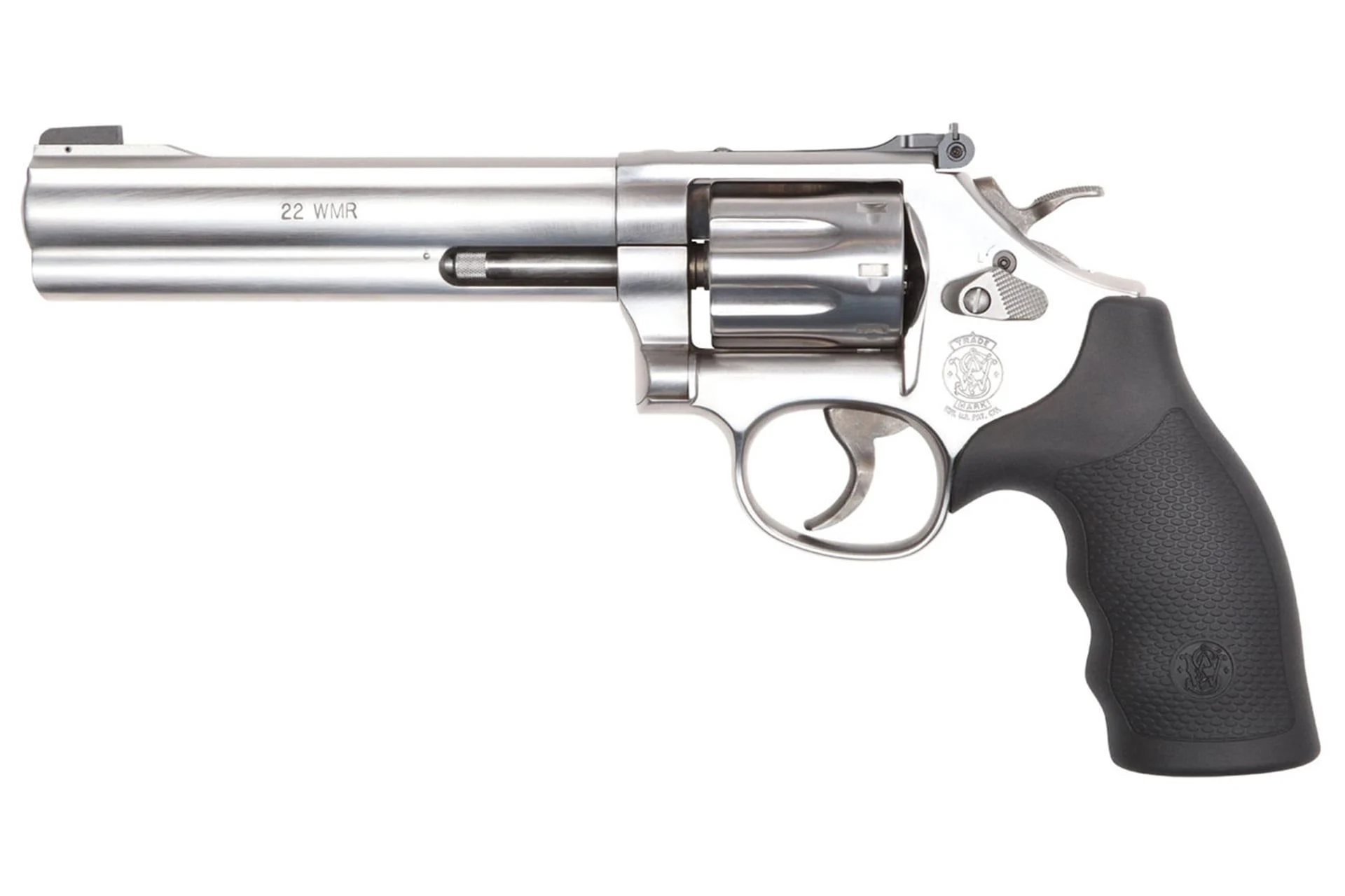 Smith & Wesson, 648, Metal Frame Revolver, K-Frame, 22 WMR, 6" Barrel, Stainless Steel, Synthetic Grip, Adjustable Sights, 8 Rounds - 12460