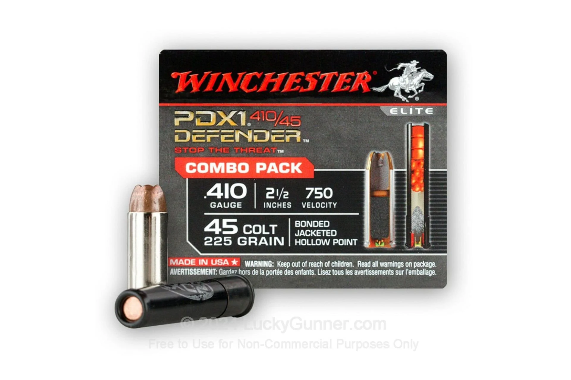 Winchester .45 Colt & .410 Bore Ammunition 20 Rounds Defender Combo Pack 225 Grains - S41045PD