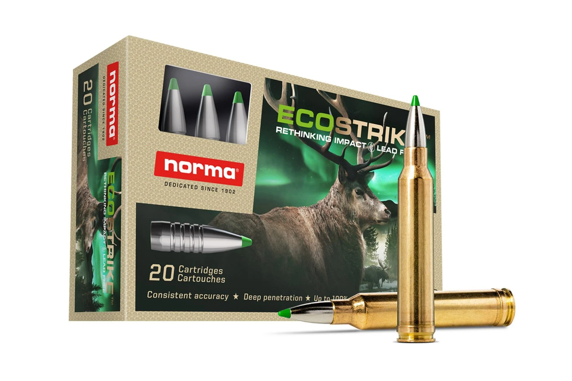 Norma ECOSTRIKE 300 Winchester Magnum 165gr Polymer Tip Lead-Free Rifle Ammo - 20 round box - 20177502