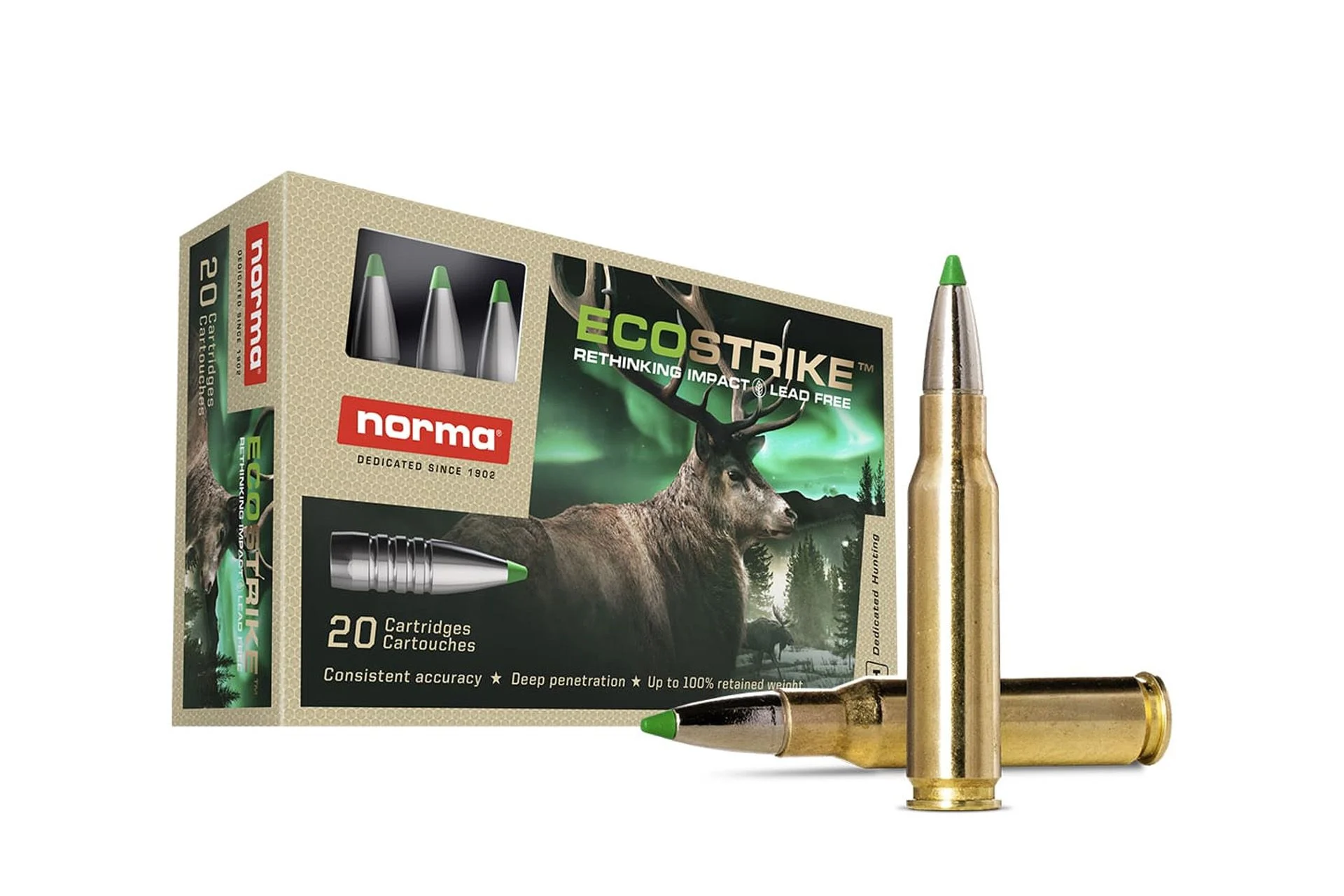 Norma ECOSTRIKE 308 Winchester 150gr Polymer Tip Lead-Free Rifle Ammo - 20 round box - 20177562