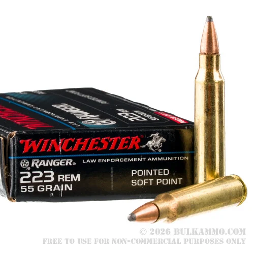 1000 Rounds of .223 Ammo by Winchester Ranger - 55gr PSP