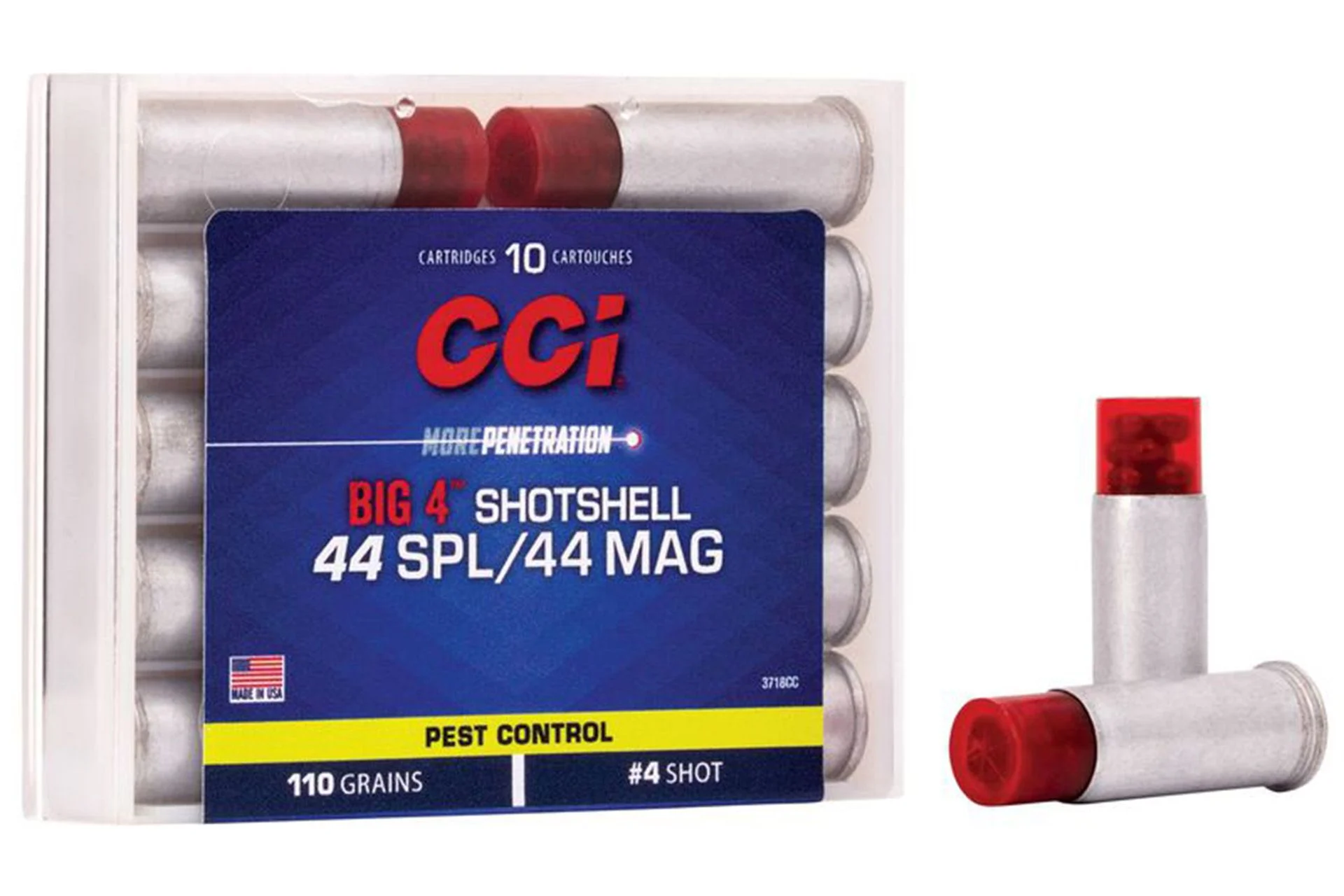 CCI 3718CC Big 4 Shotshell 44 Special/.44 Magnum Ammo 110 Grain #4 Shot - 200 Rd - 3718CC
