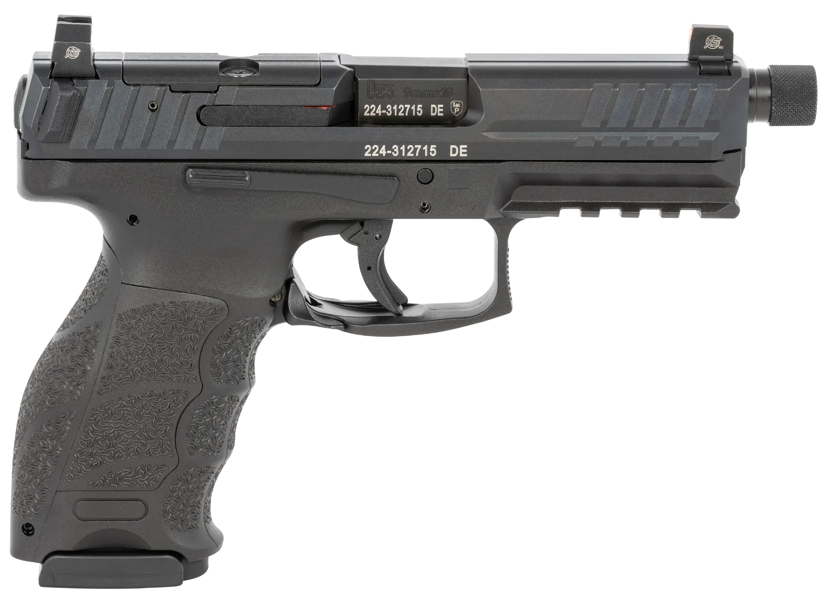 HK 81000625 VP9 Tactical 9mm Luger 17+1 4.70" Black Steel Threaded Barrel, Black Optic Ready Serrated Slide Polymer Grips Ambidextrous