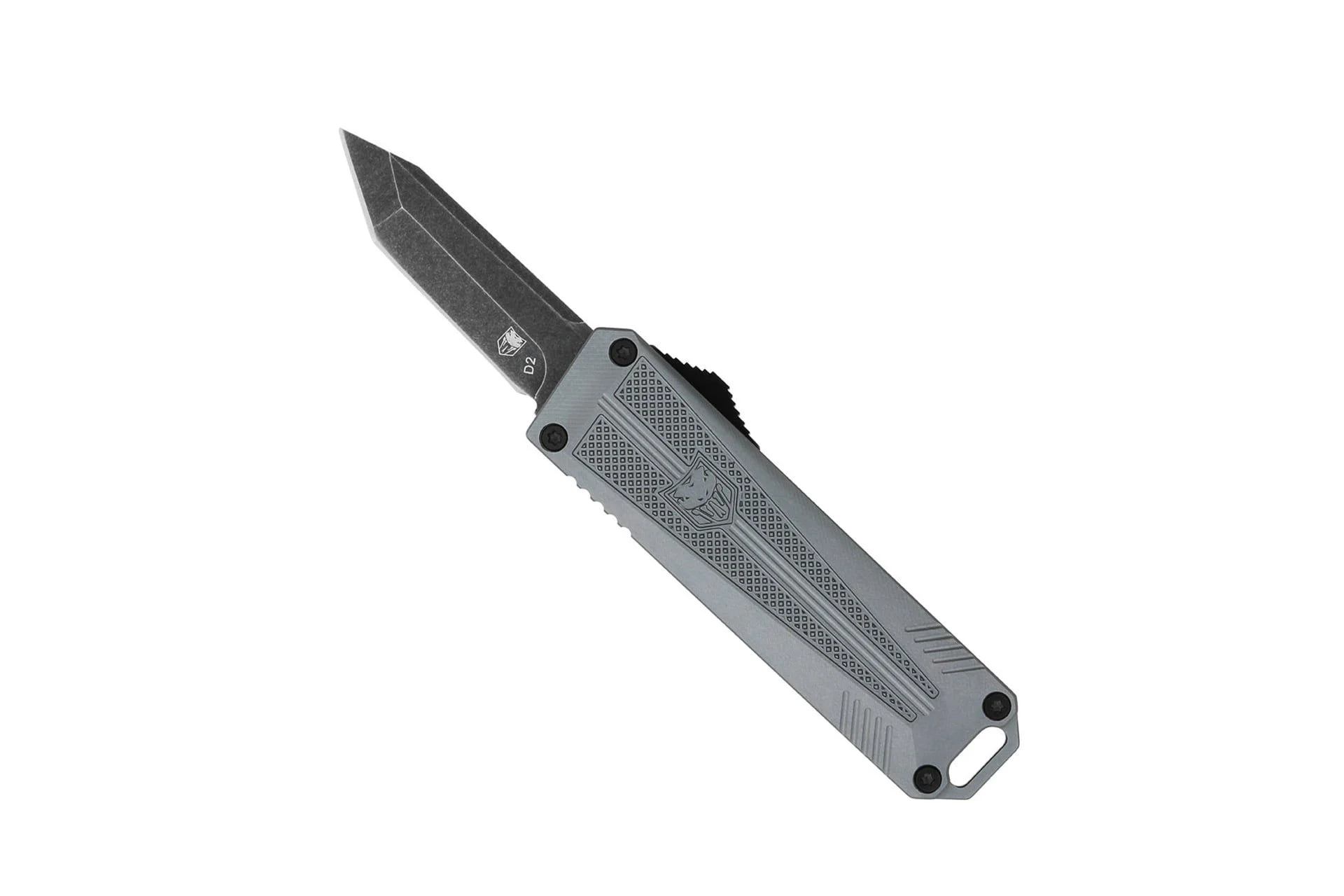 CobraTec Knives California 929TB OTF Tanto Blade Automatic Knife - Grey - CALI929TBGRYTNS