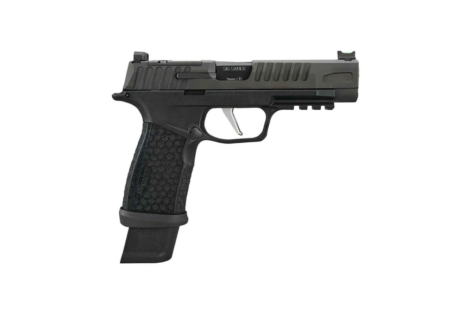 Sig Sauer P365 9mm 4.3In Blk Fiber Opt Front W/ Blk Rear Lxg Grip (1) 17Rd (2) 21Rd Mag Optic Ready Magwell - 365XF-9-BFO
