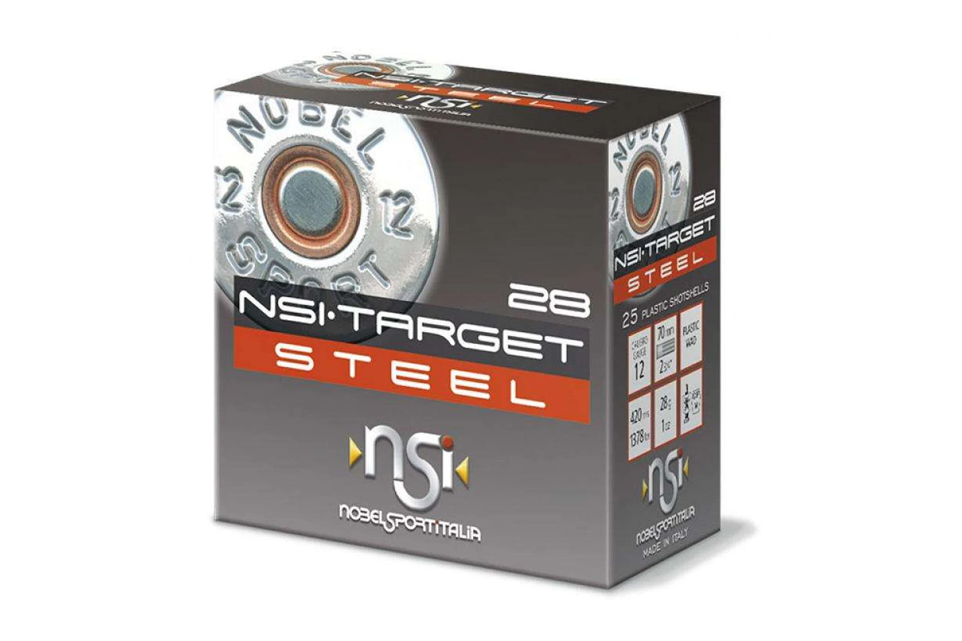 Nobel Target Steel 12 GA 2-3/4" 1Oz 1378 FPS #7 Shotgun Shells -25 round box - ANS12ST7