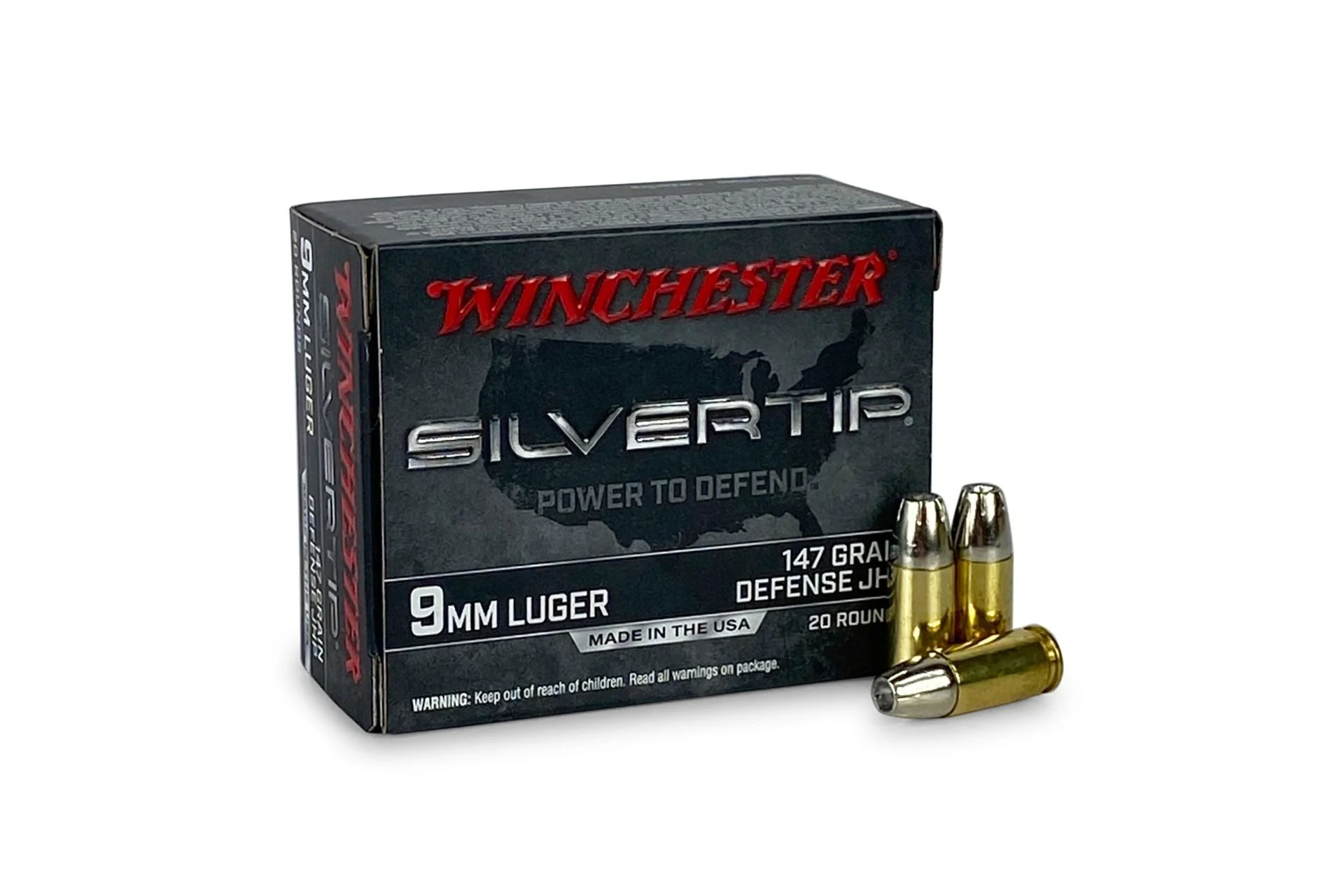 Winchester Ammunition Silvertip 9MM 147 Grain Hollow Point Handgun Ammo - 20 round box - W9MMST2