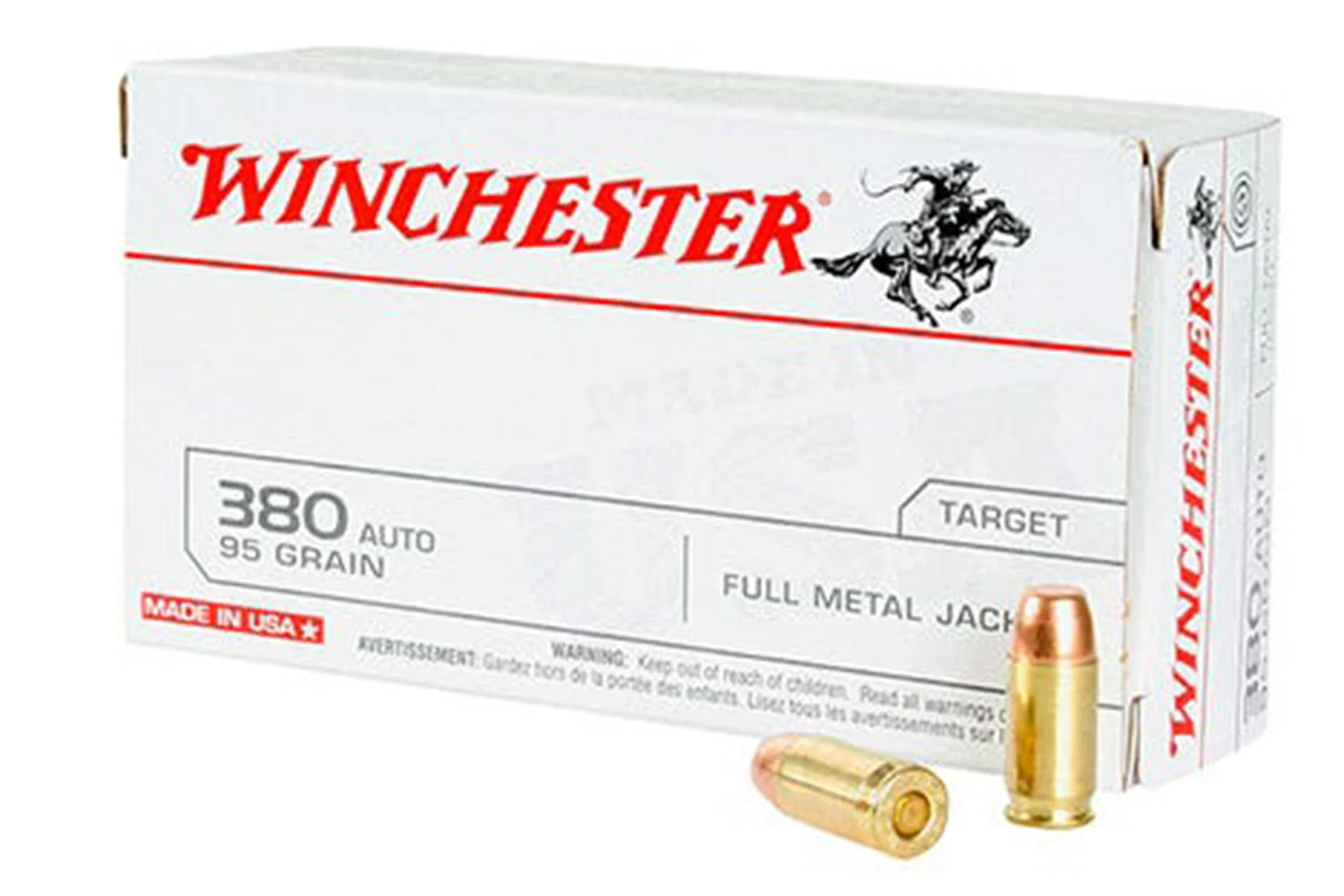 Winchester Ammunition, USA, 380ACP, 95 Grain, Full Metal Jacket, 50 Round Box