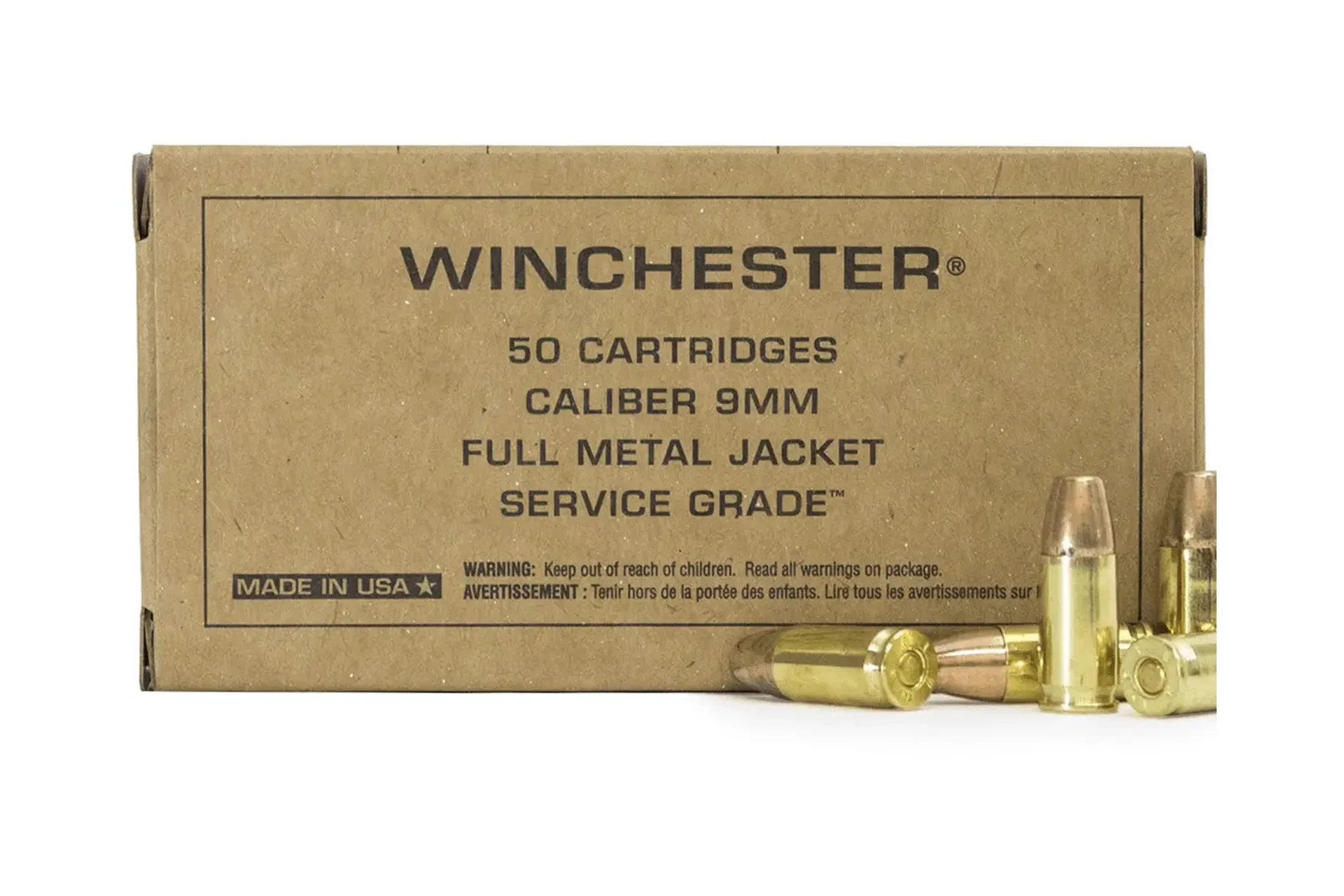 Winchester 9mm Ammunition SG9W 115 Grain FMJ Handgun Ammo - 50 round box - SG9W
