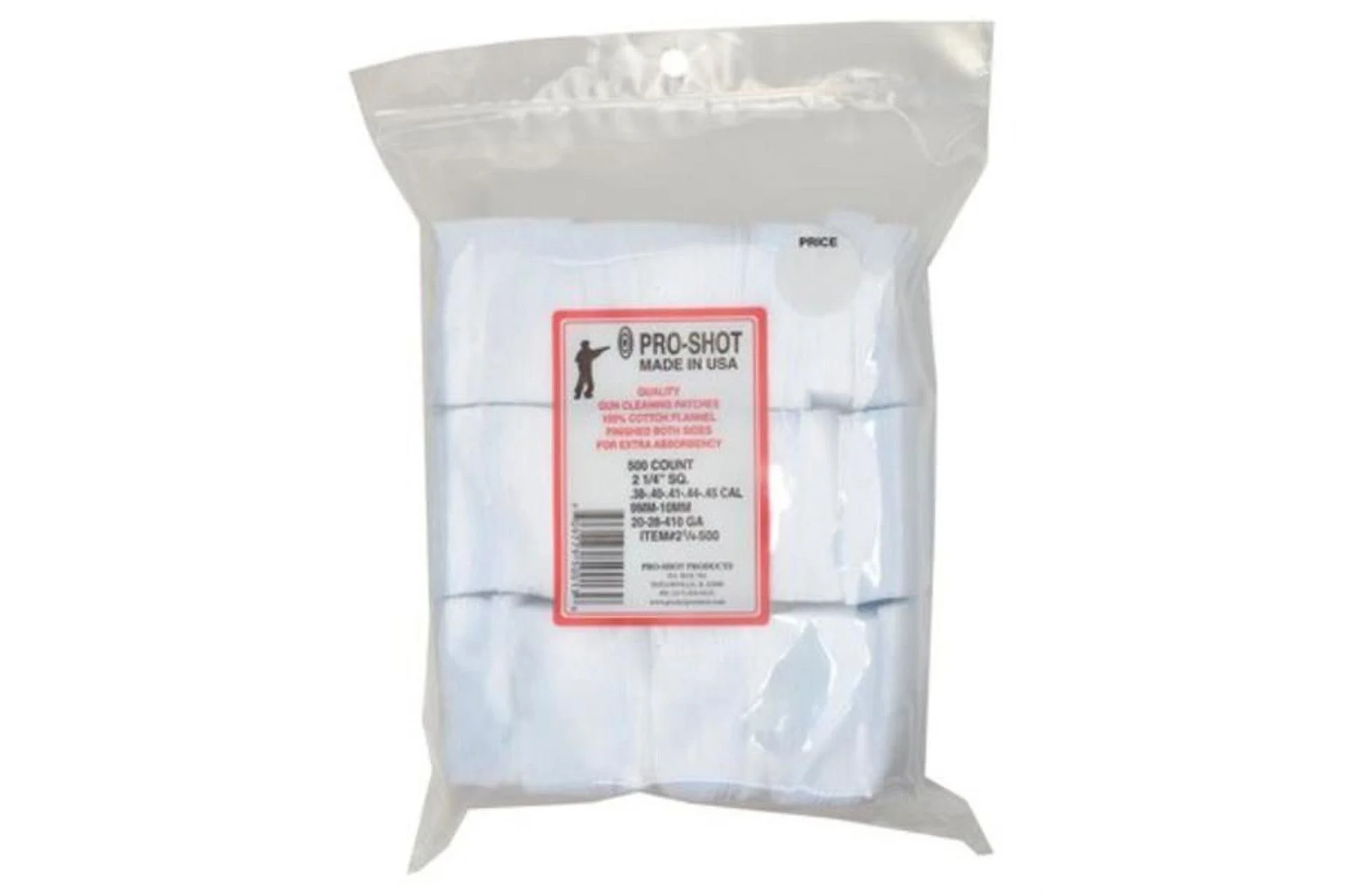 Pro-Shot Products, 2 1/4-500, Patch, .38-.45Cal / 20 Guage-410 Guage, 2 1/4" Square, 500 Pack - PST214500